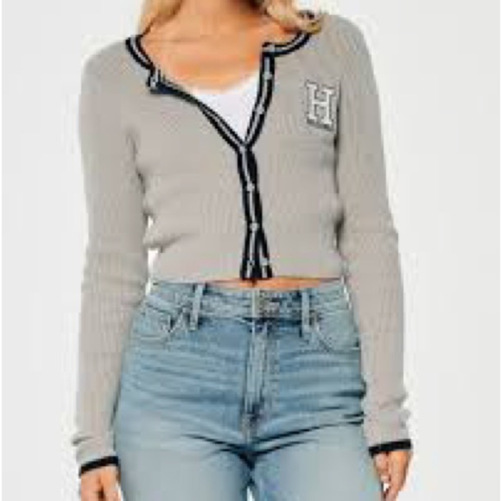Hollister Gray and Black Trim Cardigan